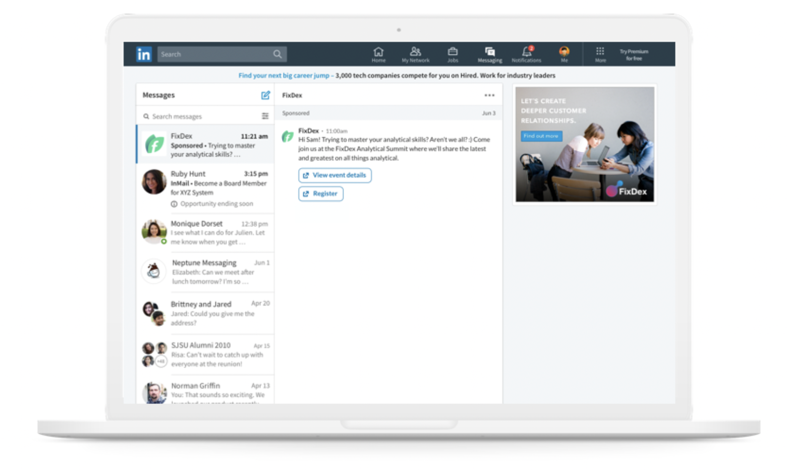 LinkedIn Conversation Ads - Demonstrating the Banner Image