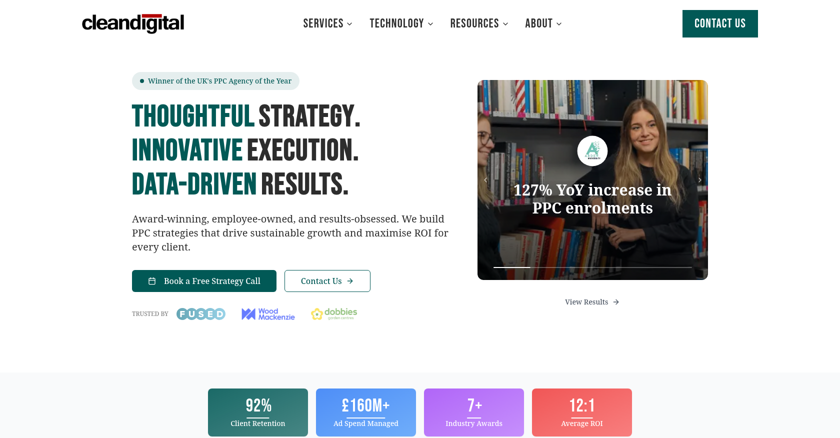 Clean Digital's homepage